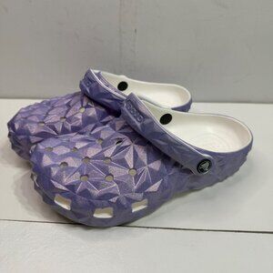 Crocs Womens Size 7 Purple Geometric Iridescent Glitter Clogs Diamond Cut